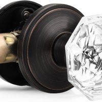 PinLin Стъклени дръжки за врата с диамантена форма, незаключващи се, снимка 1 - Други - 44371109