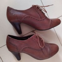 Clarks кафяви кожени обувки с ток UK 4, №37 , снимка 6 - Дамски обувки на ток - 38550684