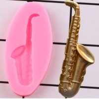 Саксофон Музикален силиконов молд форма за фондан шоколад декор, снимка 1 - Форми - 30343299