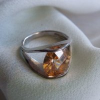 Стар западноевропейски сребърен пръстен с голям турмалин, снимка 4 - Пръстени - 44144253