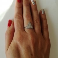 Сребърен пръстен с бели цирконий. Сребро проба 925., снимка 4 - Пръстени - 38767771