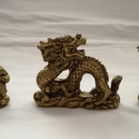Комплект сувенири статуетки китайски дракони в бронзов цвят, снимка 6 - Статуетки - 44466254