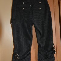 Дамски черен панталон с бели райета, снимка 2 - Панталони - 42323884