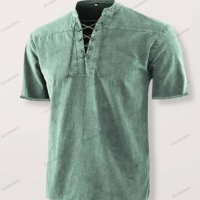 Мъжка едноцветна риза с къс ръкав с връзки, 8цвята - 023, снимка 3 - Ризи - 40761078