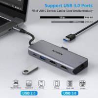 MOKiN USB Type-C Hub  9 в 1, 2xUSB 3.0, 1xUSB 2.0, 2xHDMI, LAN Gigabit, /TF/SD четец на карти, PD - , снимка 5 - Други - 34178202