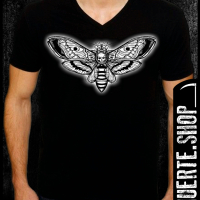 Черна тениска с щампа SKULL HAWK MOTH, снимка 1 - Тениски - 44803986