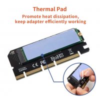 Преходник M.2 NVMe SSD към PCIE 3.0 X16 + Гаранция, снимка 2 - Кабели и адаптери - 31222014