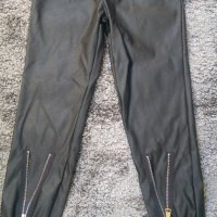 Кожен панталон в черен цвят с цип отпред, снимка 4 - Панталони - 31016263