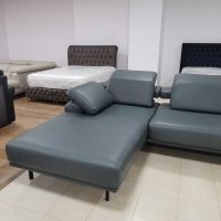 Синьо-зелен кожен ъглов диван "LS - HUKLA" - ест. кожа, снимка 12 - Дивани и мека мебел - 39688147