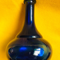 2 винтидж френски стъклени сини вази, снимка 6 - Вази - 36520724