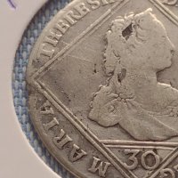 Сребърна монета 30 кройцера 1764г. Мария Терезия Бохемия Прага 12214, снимка 5 - Нумизматика и бонистика - 42846959