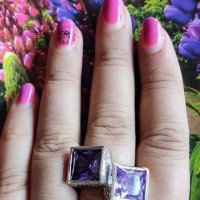 Красив сребърен пръстен с Пурпурен Аметист , снимка 11 - Пръстени - 40741582