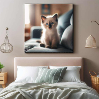 Картина Коте на канаваца, уникален дизайн, размер 50 х 50 см., снимка 4 - Пана - 44928542