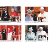 Чисти блокове Кралица Елизабет II и Папи 2022 от Тонго, снимка 1 - Филателия - 40741143