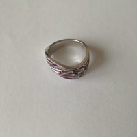 Сребърен пръстен с цирконий и цветен емайл. Сребро проба 925., снимка 4 - Пръстени - 38679036