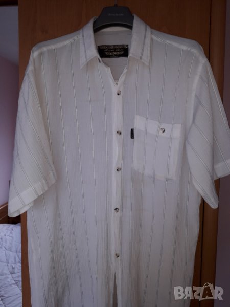 Мъжка риза къс ръкав от кенар бяла размер L, снимка 1