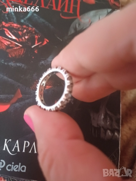 Сребърен пръстен с кристали, снимка 1