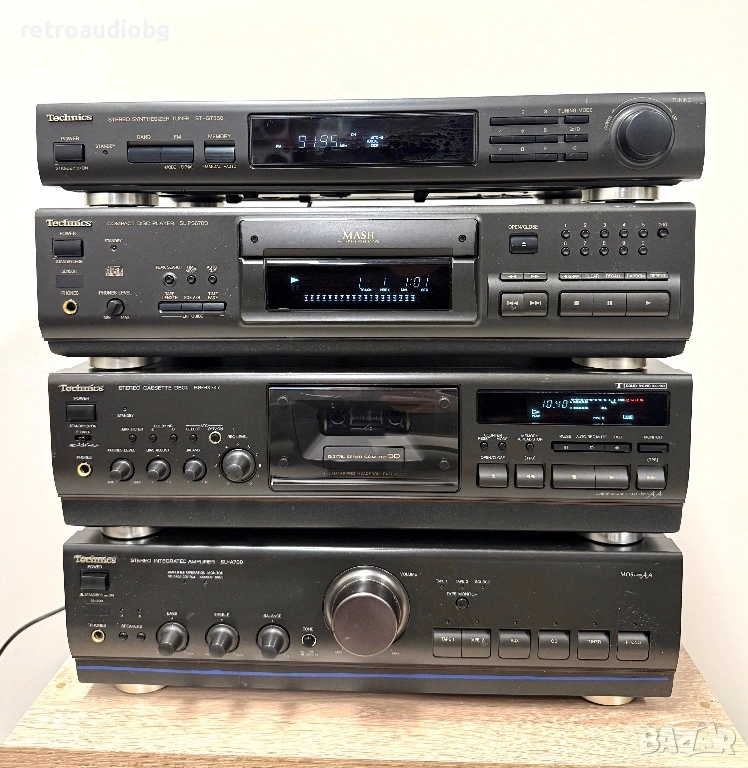 🔊Ретро аудио система - сет TECHNICS - усилвател, сд плеър, триглав дек и тунер🔊, снимка 1