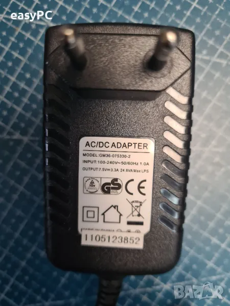 Захранващ адаптер GM36-075330-2 7.5V 3.3A, снимка 1