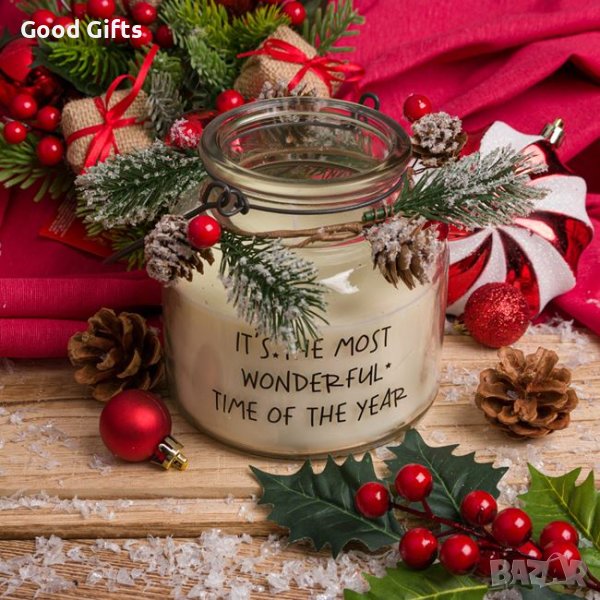 Голяма Аранжирана Коледна свещ, 1020гр, снимка 1