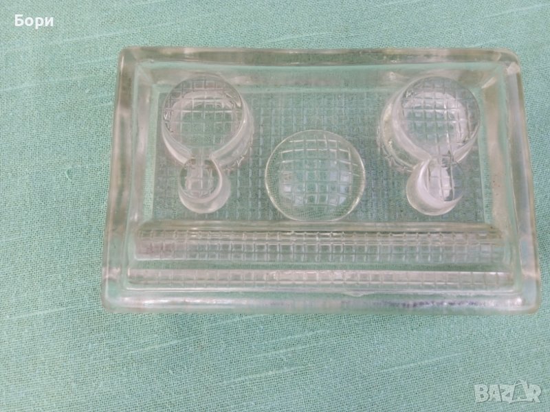 Стара стъклена мастилница, снимка 1