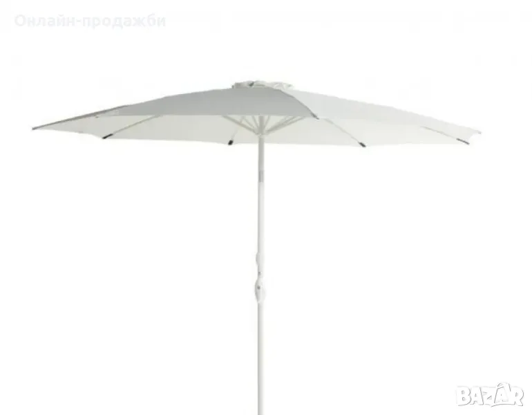 Усилен Плажен чадър – 250 см, бял, без стойка NS6352 "ултра високо качество", снимка 1