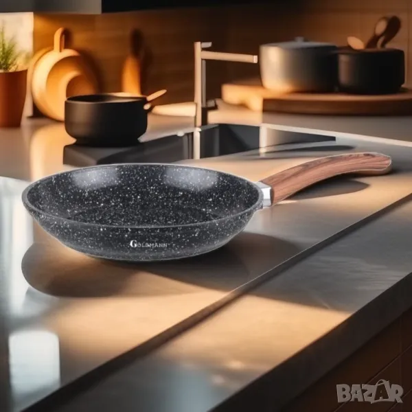 Тиган Goldmann GM-0420, 20/24/28см., Лят алуминий, Керам. покр., Индукция, снимка 1
