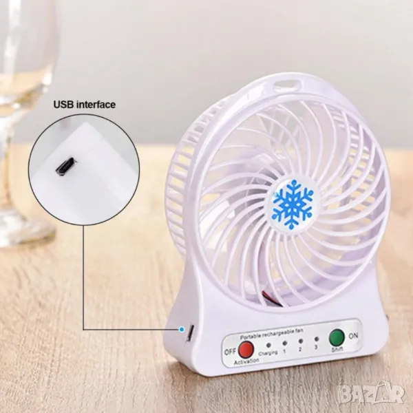 Преносим мини вентилатор за дом или офис, с USB Зареждане, снимка 1