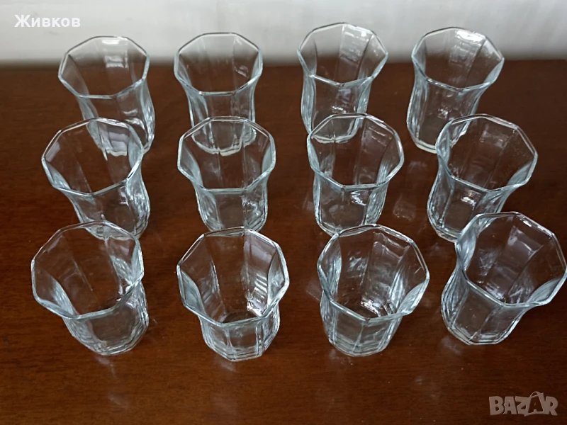 Комплект от 12 стъклени чаши за ракия и др., снимка 1