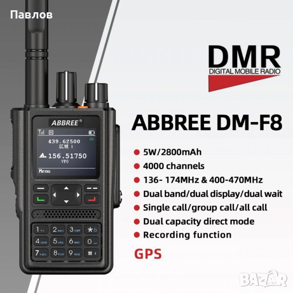 ABBREE DM-F8 DMR радио, снимка 1