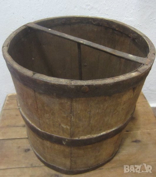 Крини, шиници: стар дървен съд, крина, шиник, мярка за обем, дървен съд, антика, битов кът, декор, снимка 1