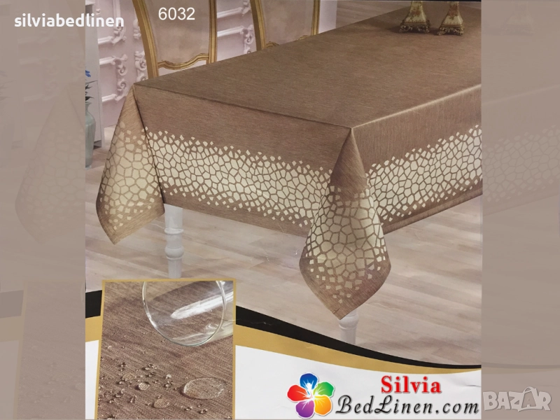 Покривки за голяма маса с дантела от лен,Тефлон, бяло,крем,бежово, снимка 1