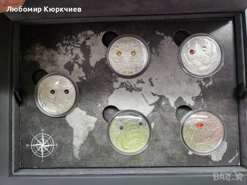 Сребърни 5бр. монети Животински свят, снимка 1