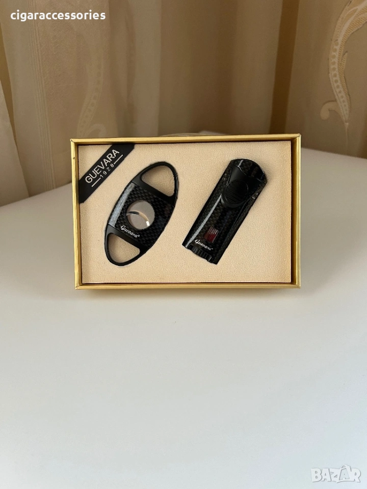 Guevara подаръчен комплект за пури – запалка и резачка, снимка 1
