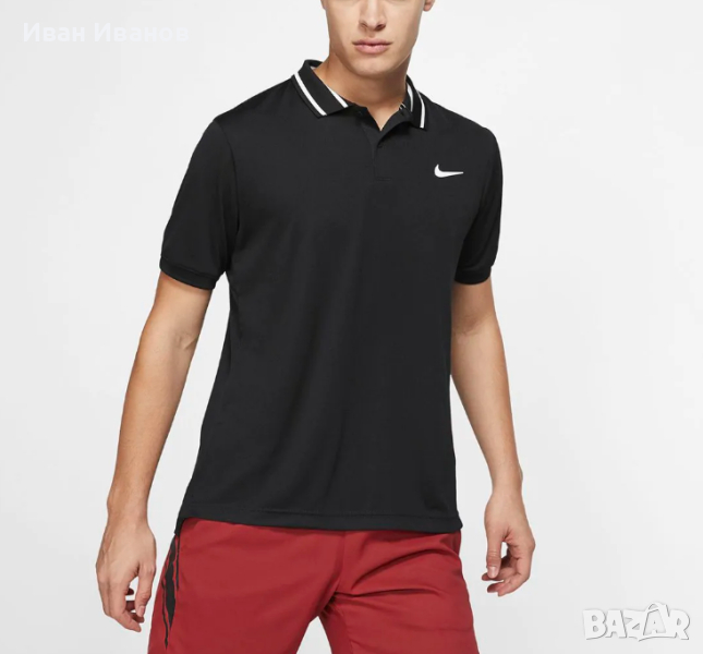 Nike Court Dry  черна полиестерна тениска с поло яка размер ХХЛ, снимка 1
