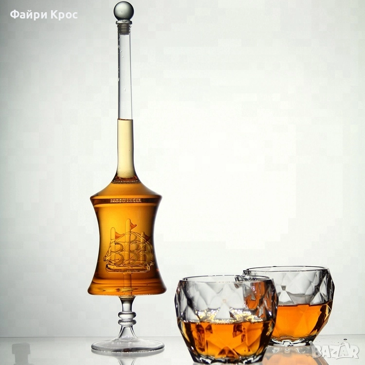 Комплект за уиски, стъклена бутилка 500мл , 2бр чаши x 200мл подарък за мъже, снимка 1