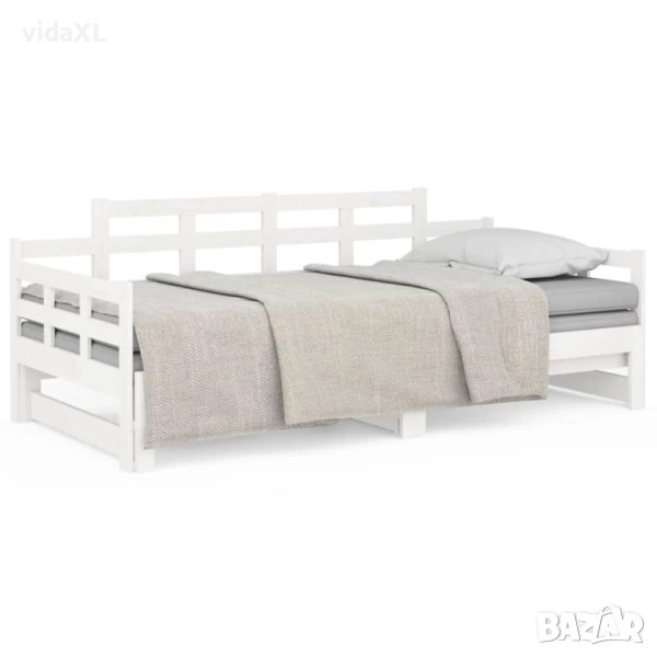 vidaXL Разтегателна кушетка, бяла, борово дърво масив, 2x(80x200) см(SKU:820348), снимка 1