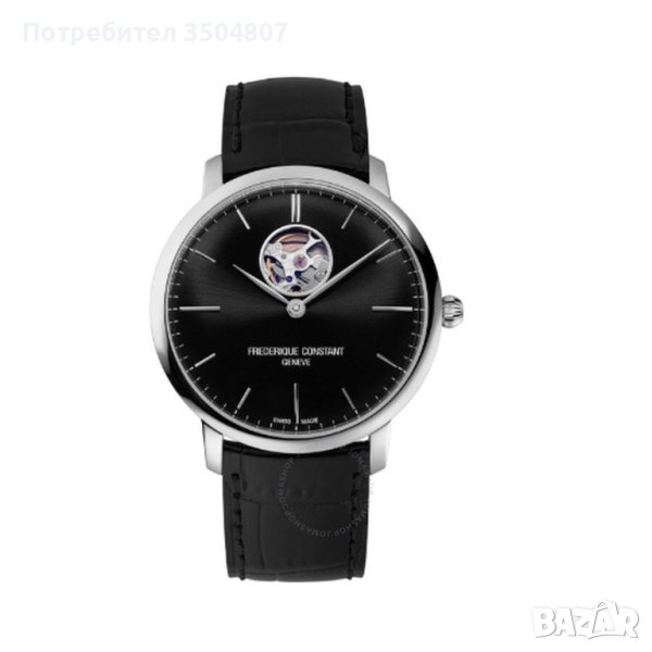 Мъжки часовник FREDERIQUE CONSTANT Slimline Heart Beat Automatic Black Dial НОВ - 3299.99 лв., снимка 1