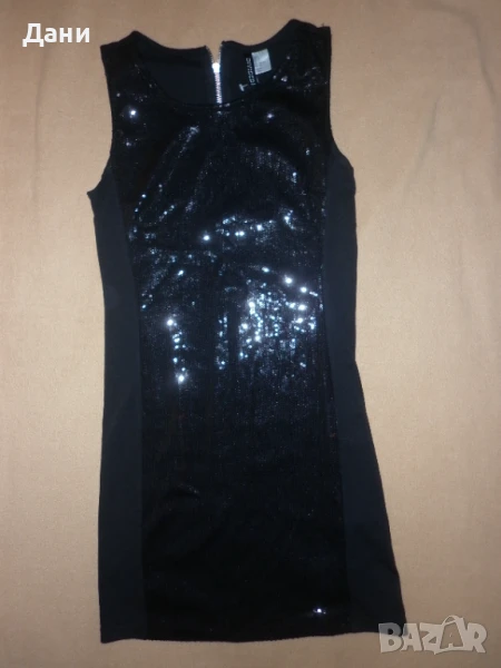 Черна рокля с пайети за парти марка H&M Divided размер S, снимка 1