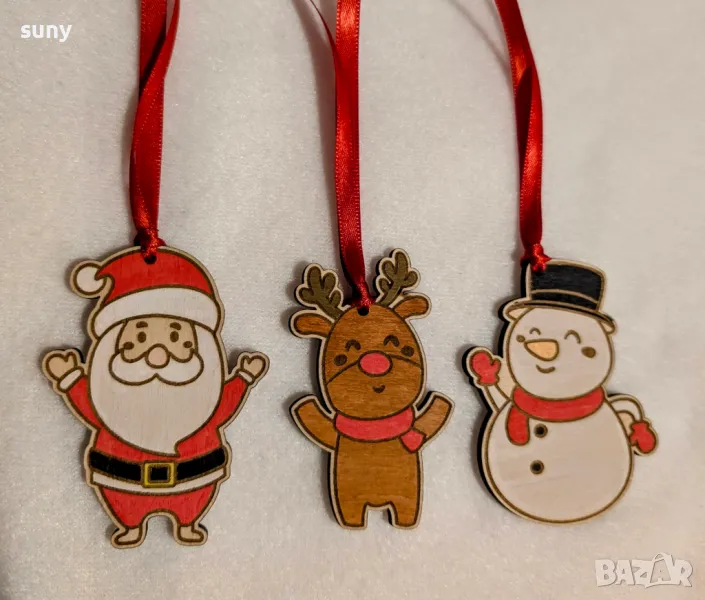 Коледни дървени играчки за елха, снимка 1