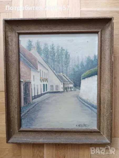 F. Henckens, стара маслена картина пейзаж., снимка 1