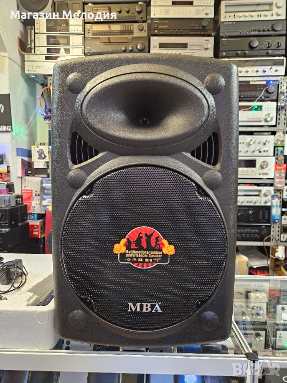 15'' Мощна караоке тонколона MBA F-15W с акумулатор, Bluetooth, FM, МР3 и 2 бр. безжични микрофона. , снимка 1
