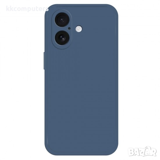 Силиконов кейс iPaky матиран, За iPhone 17 (6.3), Тъмносин и Протектор, снимка 1