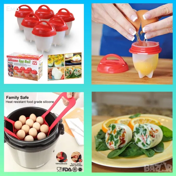 Силиконови формички за варене на яйца без черупка - 6 бр., снимка 1