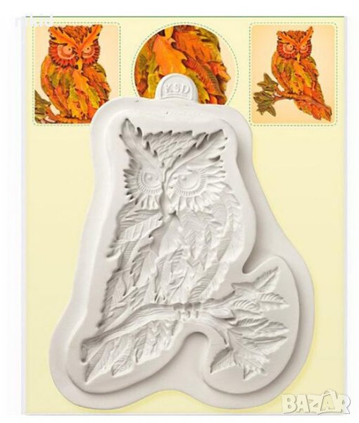 Голяма Сова Бухал Кукувица на клон силиконов молд форма фондан шоколад гипс декор , снимка 1