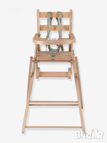 Сгъваем детски стол за хранене SARAH COMBELLE, масив бук - естествен, снимка 2 - Столчета за хранене - 44819884