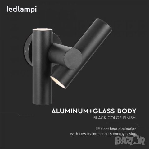 LED Аплик 6W Черен 620Lum IP44, снимка 3 - Лед осветление - 42461808