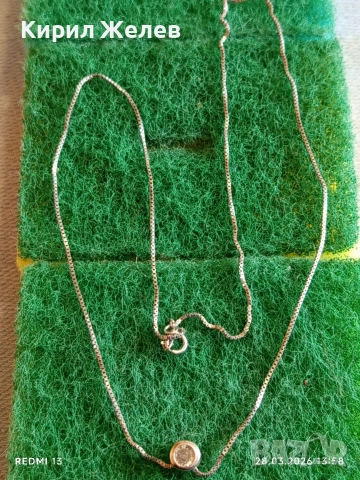 Сребърен синджир с кристал подходящ аксесоар за ежедневието 41216, снимка 5 - Колиета, медальони, синджири - 54006105