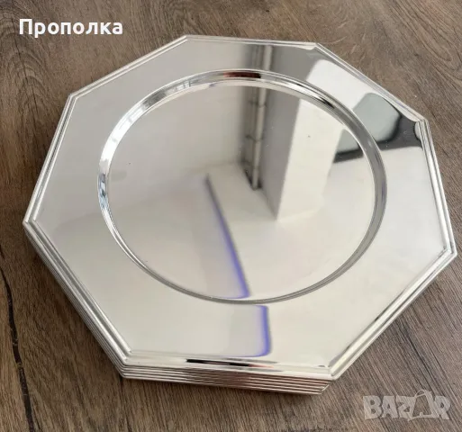 Стилни, посребрени, метални, подложни чинии/ плата 30см, снимка 5 - Чинии - 47331016
