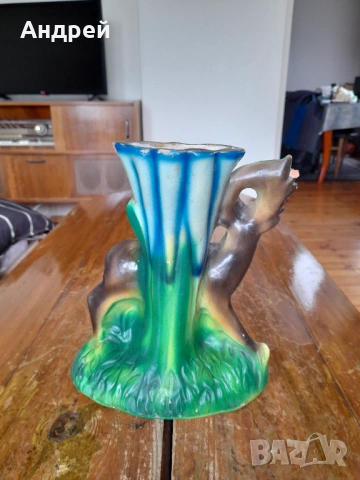 Стара керамична ваза, снимка 3 - Вази - 54291475